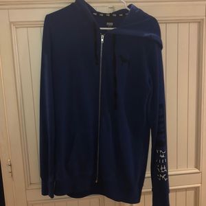 blue zip up hoodie
